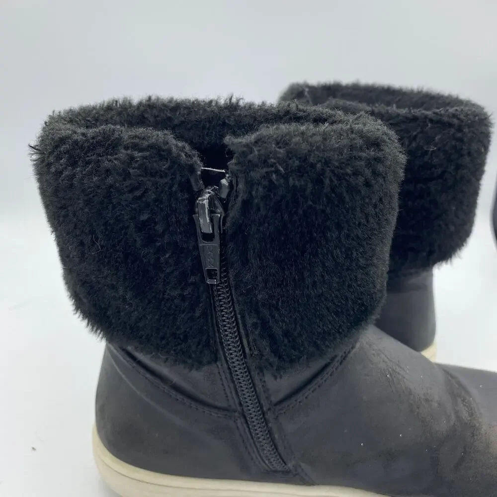 Eashi Girls Faux Fur Ankle Boots with Side Zip Closure Black Girl's 13